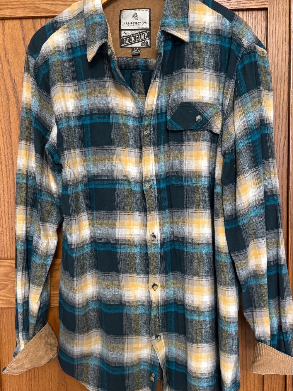 Legendary Whitetails Teal, Yellow & Gray Plaid Flannel Button-Down Shirt